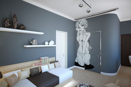 Gray and white of manga wallpaper decoration