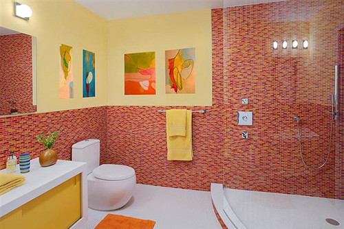 Red-and-yellow-tile-design-for-the-bathroom-Custom